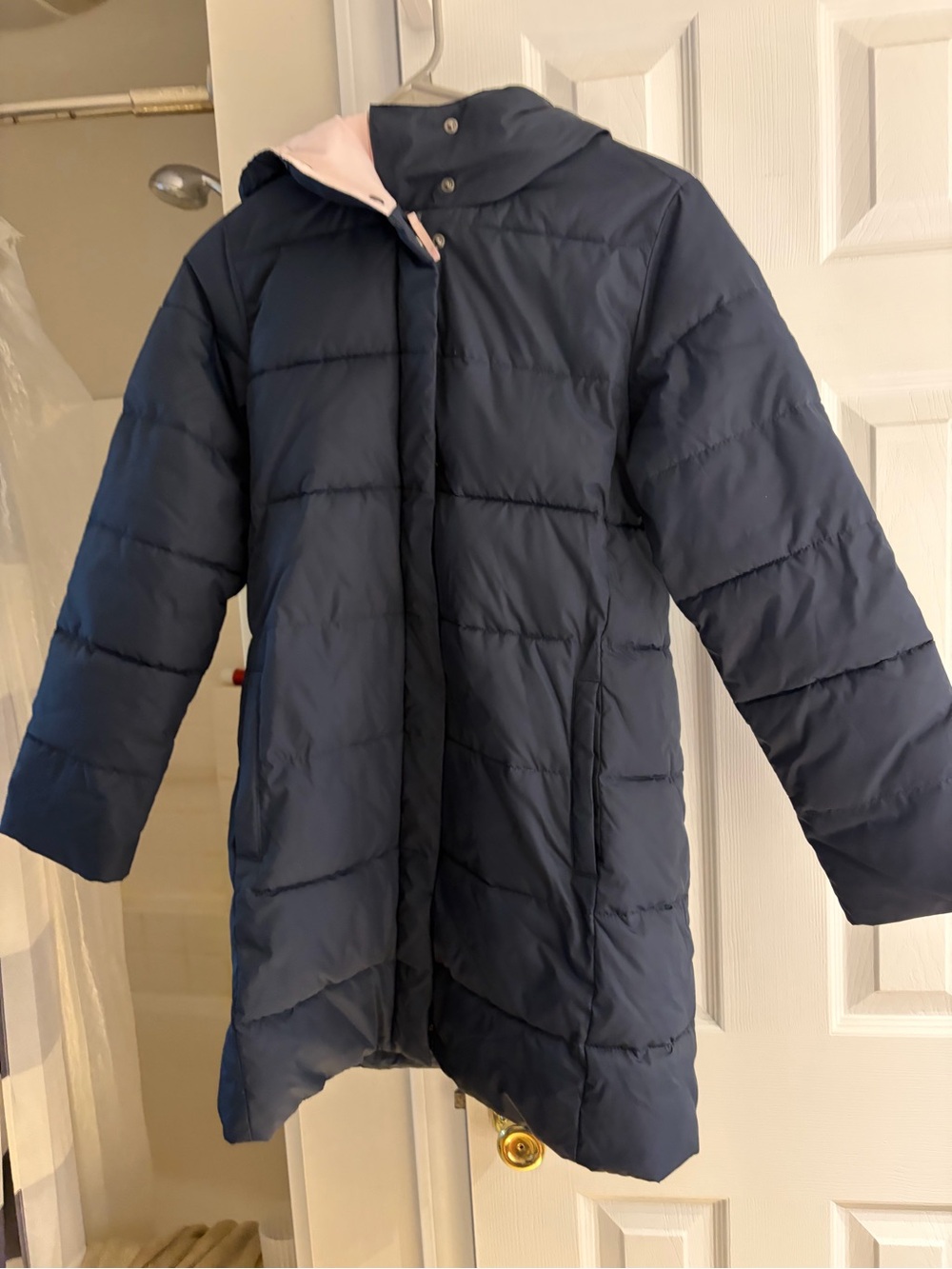 Crewcuts girls long Navy Puffer Coat with Hood size 12